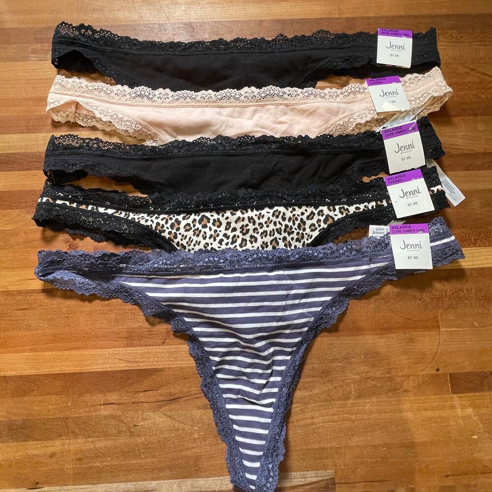 Jenni Women's Lace-Trim Thong set of 5